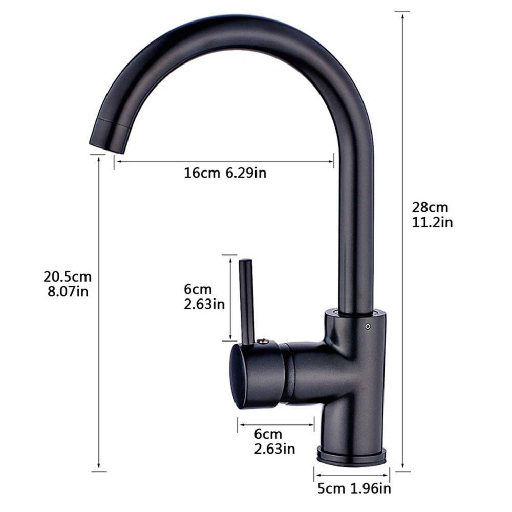 FLG Single Handle Kitchen Sink Faucet Single Hole Modern Brass Kitchen Faucets High Arc Bar Basin Taps Matte Black CC-0035-MB