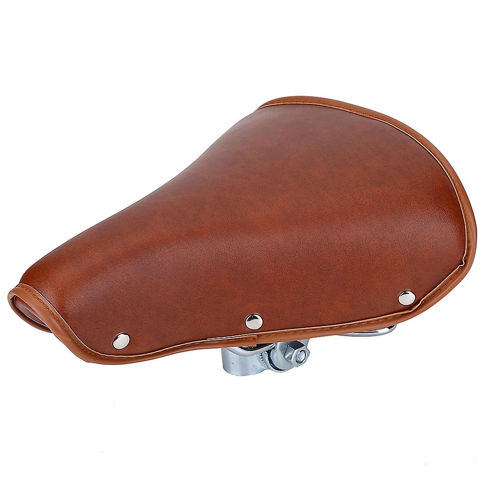 Universal Comfortable Brown Rivets Bike Seat Durable Pu Leather Spring Bicycle Saddle