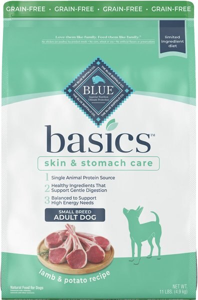 Blue Buffalo Basics Skin and Stomach Care Grain-Free Formula Lamb and Potato Recipe Small Breed Adult Dry Dog Food