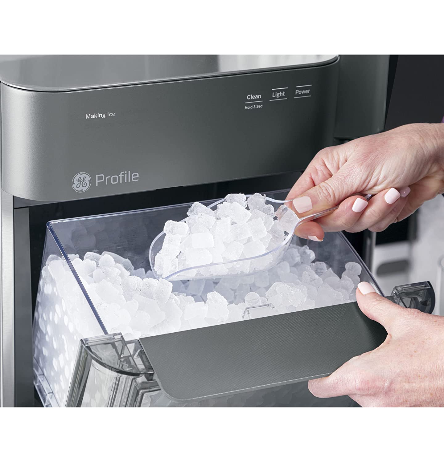 GE Profile Opal 2.0 | Countertop Nugget Ice Maker | Ice Machine with WiFi Connectivity | Smart Home Kitchen Essentials | Black Stainless