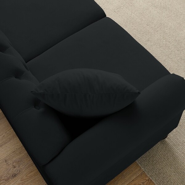 Chesterfield Sofa Black Velvet for Living Room