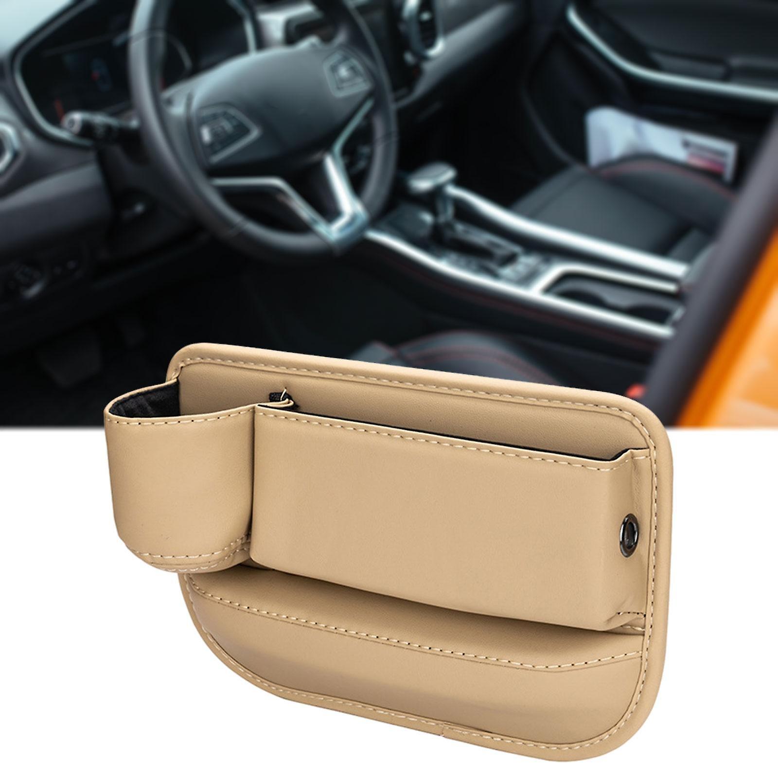 Car Seat Gap Organizer Car Seat Crevice Storage Box For Cellphones Pens Beige Main Driver