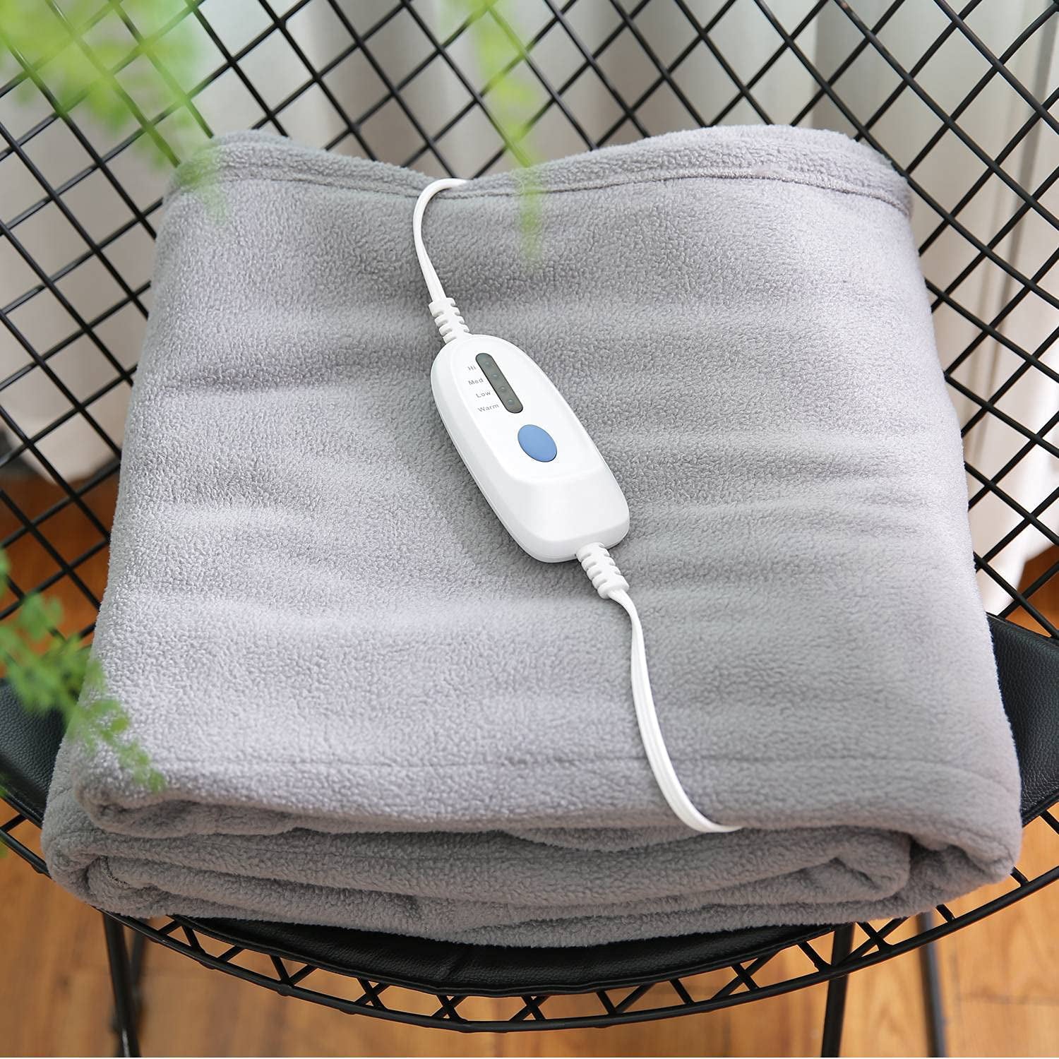 Electric Heated Blanket Twin Size 62'' x 84'' Polar Fleece Full Body Warming with Auto-off 4 Temperature Settings Overheat Protection - Gray