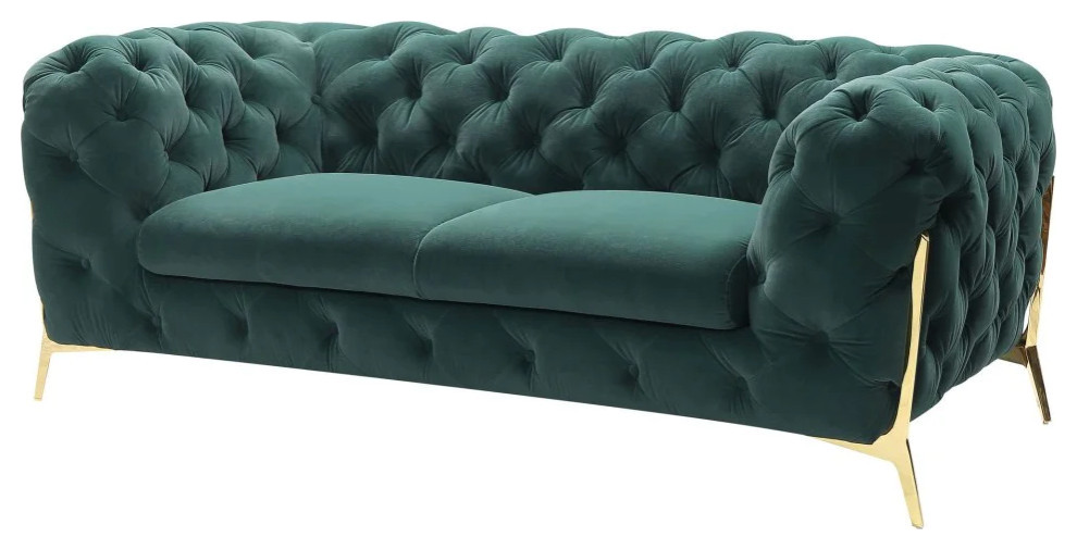 Jack Modern Emerald Green Fabric Loveseat   Midcentury   Loveseats   by V.S.D Furniture  Houzz