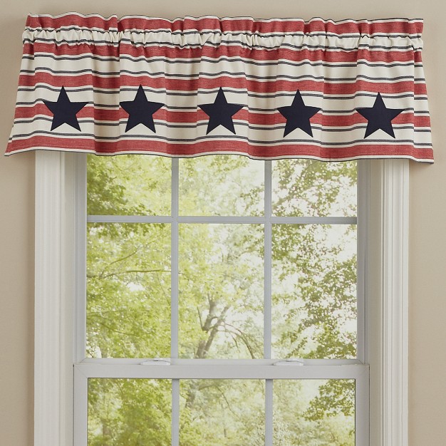 Park Designs Stars And Stripes Patch Lined Valance 60 x27 x27 l Red