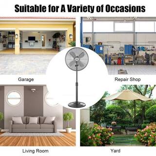 Aoibox 18 Inch 3 Speed Metal Adjustable Oscillating Pedestal Fan High Velocity Standing Fan in Black SNSA05FN018