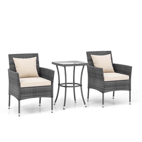 Costway 3 PCS Patio Furniture Set with Cushioned Patio Chairs and