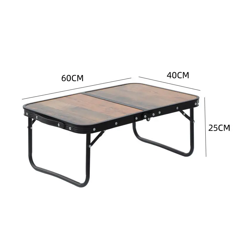 New Durable Handle Stable Wood Grain Aluminum Folding Outdoor Portable Bbq Camping Table