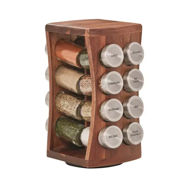 Kamenstein 16-Jar Hourglass Acacia Spice Rack