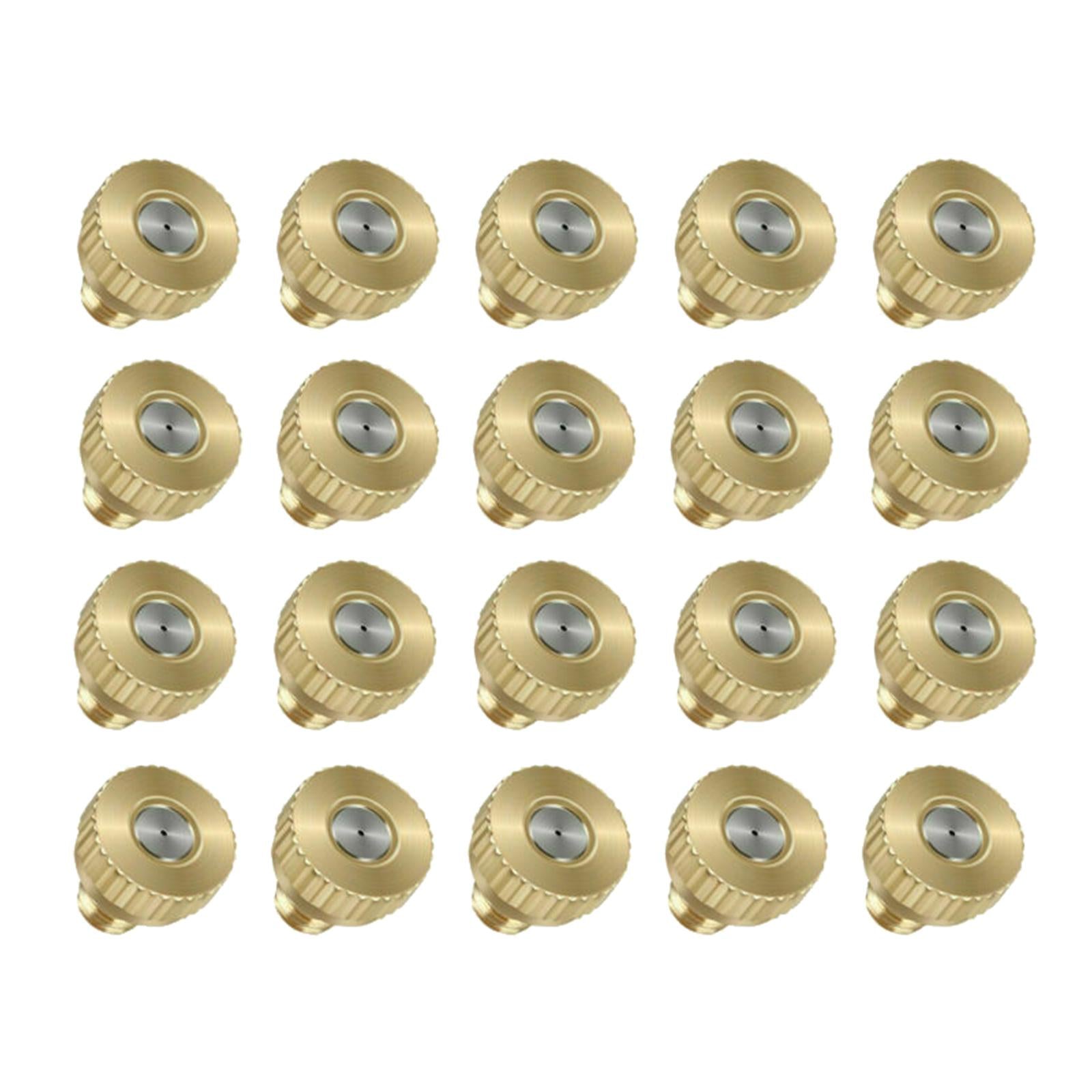 20 Pack Brass Misting Nozzles Replacement Heads for Garden Patio Lawn Landscaping and Outdoor Cooling Mister .1mm