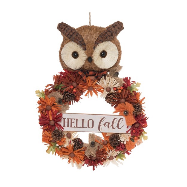 Transpac Foam 24 41 In Multicolored Harvest Fall Owl And Leaf Wreath