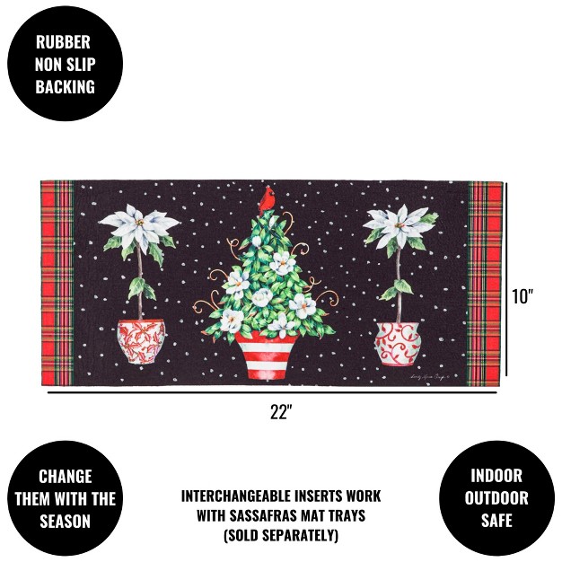 Christmas Red Chinoiserie Topoaries Mat 1 Mat Insert 25 Inches Sassafras Christmas Winter 431874 Rubber Multicolored