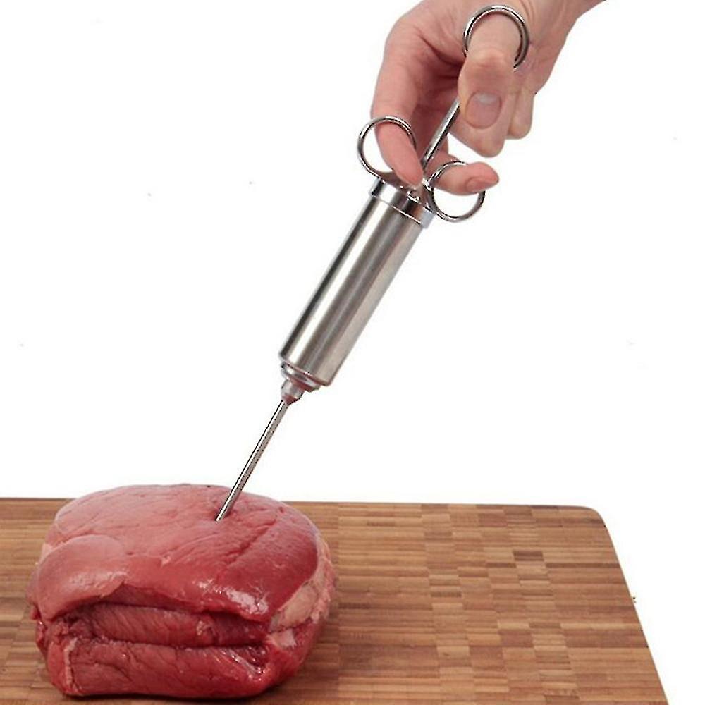 Stainless Steel Meat Injector Syringe With 3 Marinade Injector Needles