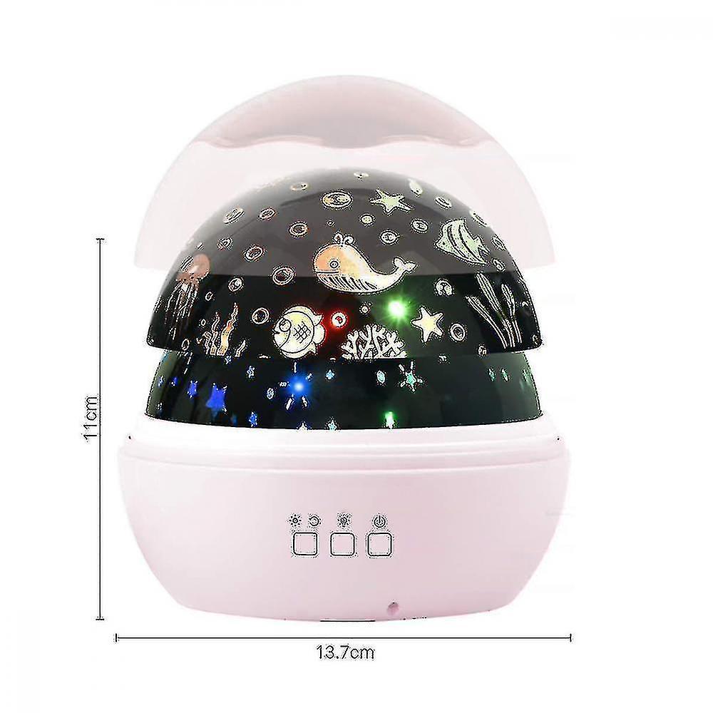 Led Projector Lamp， Starry Sky Baby Night Light 2 In 1 Ocean For Kids(