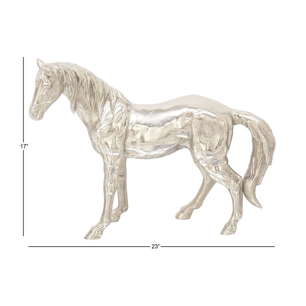 Silver Aluminum Horse Sculpture   23 x 6 x 17