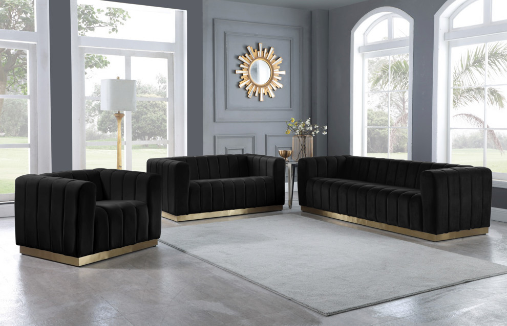 Marlon Velvet Upholstered Set   Contemporary   Loveseats   by Meridian Furniture  Houzz