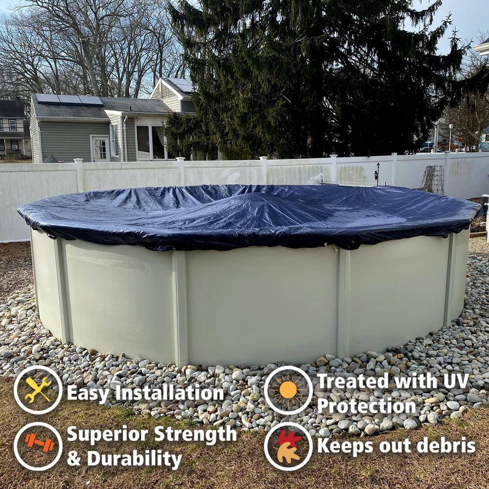 Winter Block 15 ft. Premium Round Winter Pool Cover for Above-Ground Pool Installation Hardware Included WCP15R