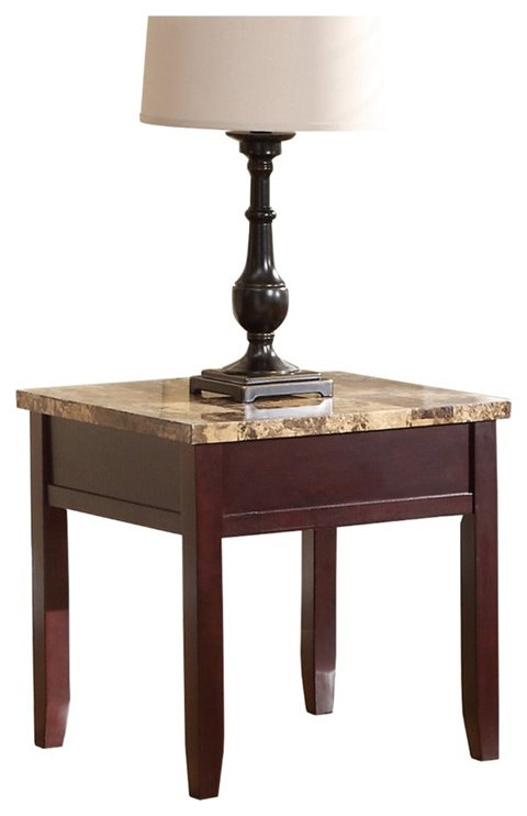 Lexicon Orton Faux Marble Top End Table in Dark Cherry   Transitional   Side Tables And End Tables   by Homesquare  Houzz