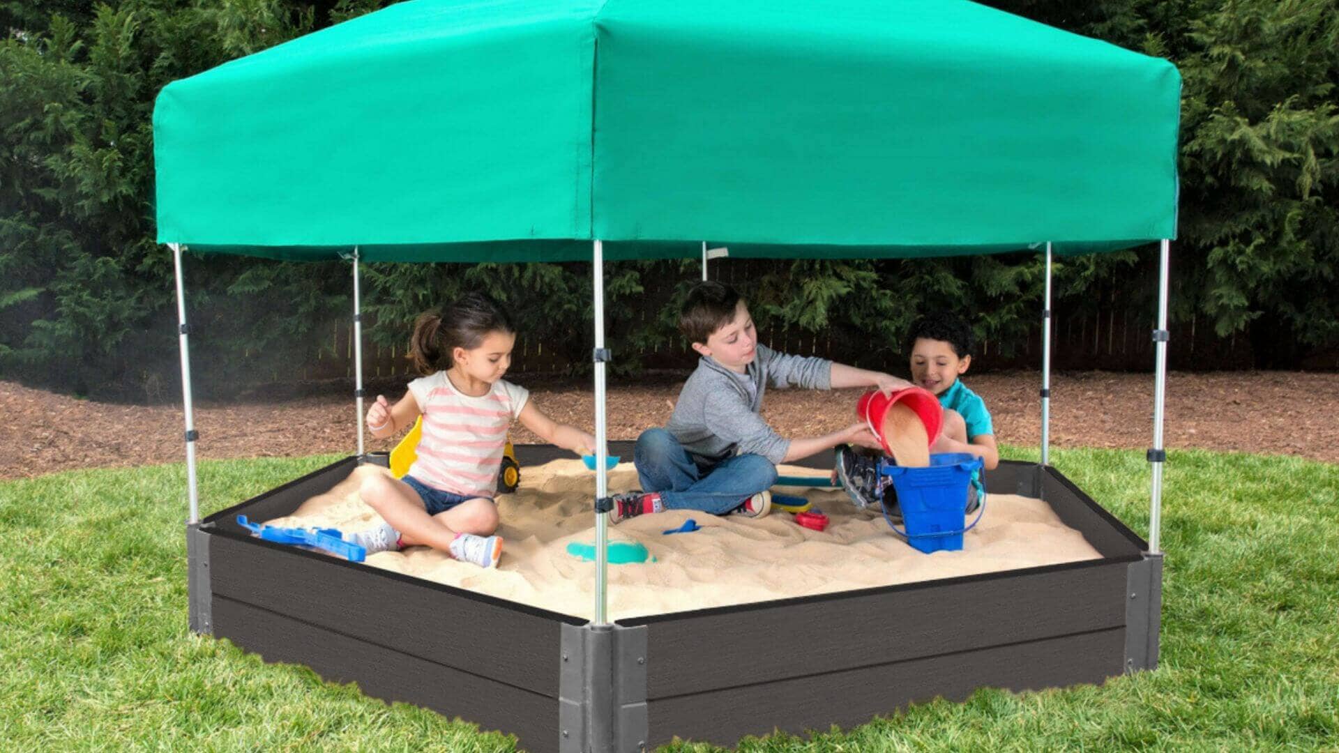 7' x 8' Composite Hexagon Sandbox - 2 Inch Profile