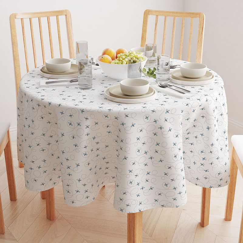 Round Tablecloth， 100% Polyester， 70 Round， Buzzing Bees