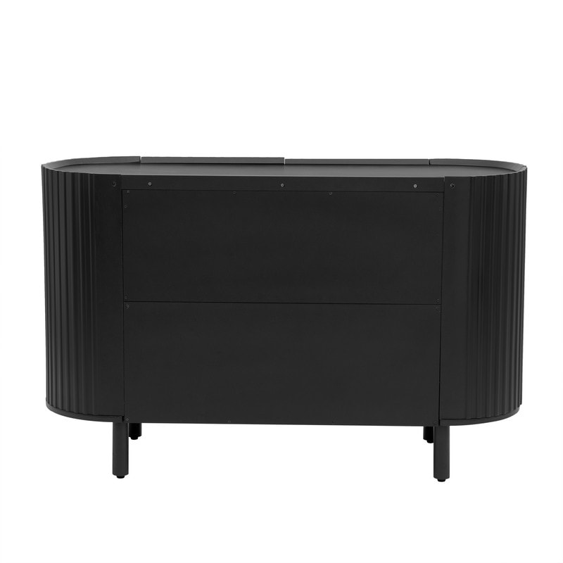 Sideboard Buffet Cabinet  Curved Design Kitchen Accent Cabinet  Modern Credenza with Adjustable Shelves for Dining Room  Hallway