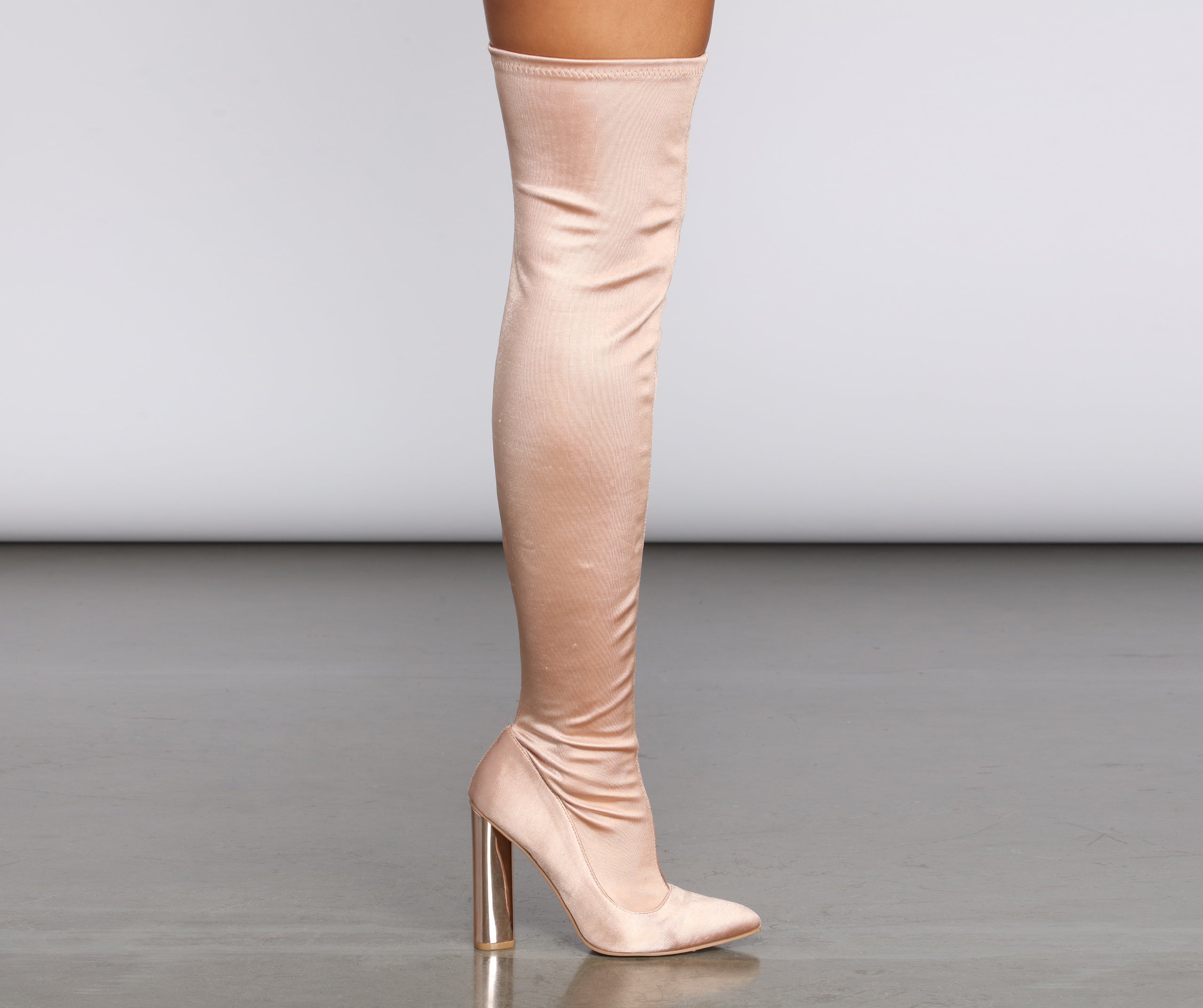 Satin Over The Knee Boots