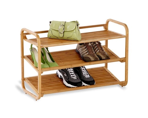 HoneyCanDo 3Tier Deluxe Bamboo Shoe Storage Rack SHO01599