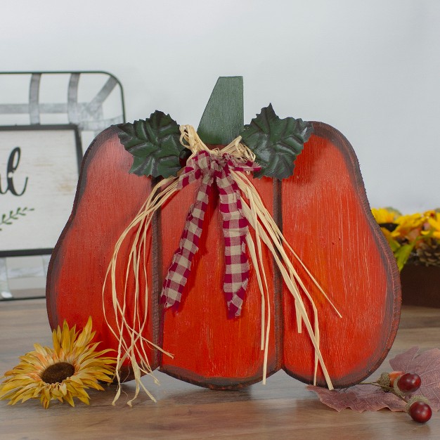 Green And Orange Fall Harvest Wood Pumpkin