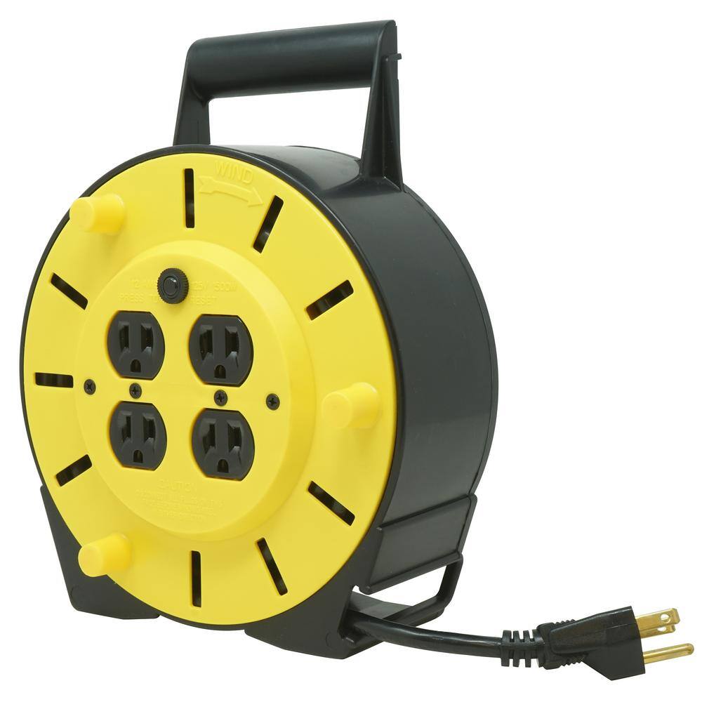 Woods 25 ft. 163 Multi-Outlet (4) Portable Extension Cord Reel Power Station 4907