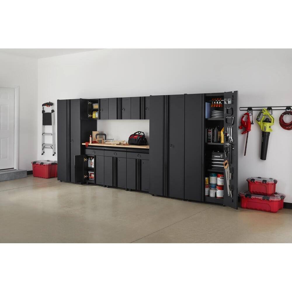 Husky 10-Piece Regular Duty Welded Steel Garage Storage System in Black (163 in. W x 75 in. H x 19 in. D) GS16210-3WWO