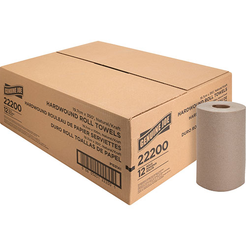 Genuine Joe 22200 Brown Bulk Hardwound Roll Paper Towels | 7 7