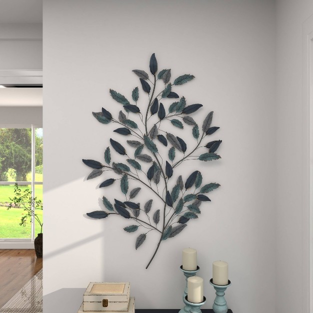 Metal Leaf Wall Decor With Gold Accent Blue Olivia amp May