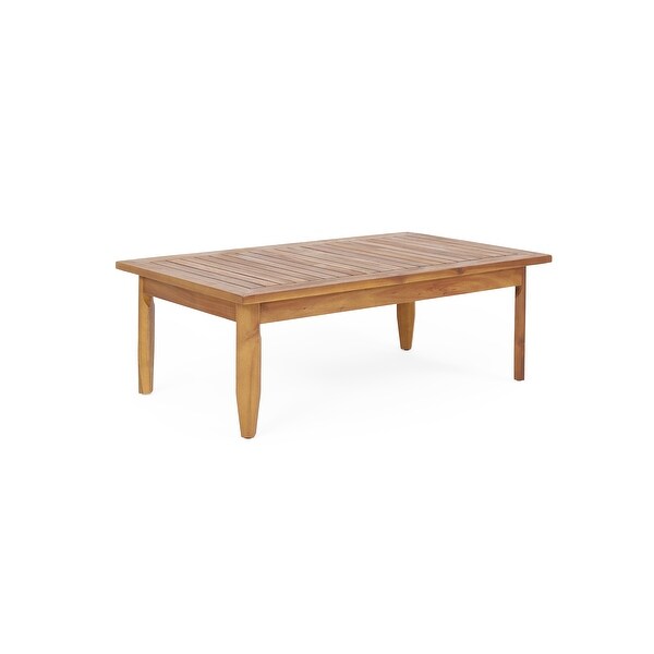 Sloane Outdoor Acacia Wood Coffee Table with Ottomanby Christopher Knight Home