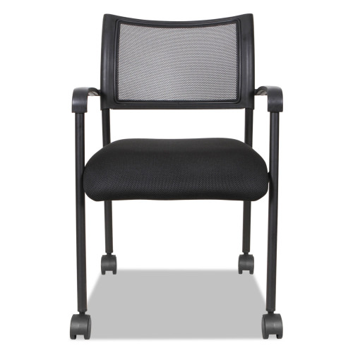 Alera Eikon Series Stacking Mesh Guest Chair， Supports Up to 275 lb， Black， 2/Carton (EK43ME10B)