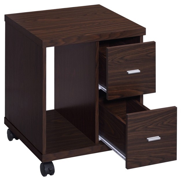 Russell 2 Drawer Mobile Cpu Stand With Caster Wheels Brown Oak Coaster