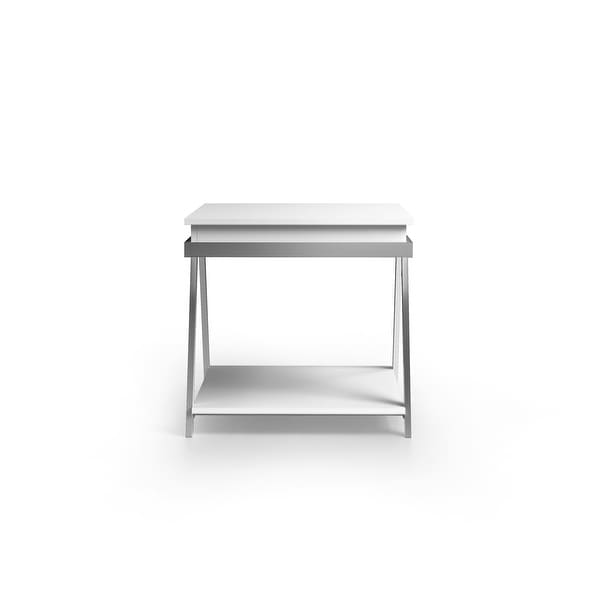 Cas Modern White End Table with Shelf by Furniture of America