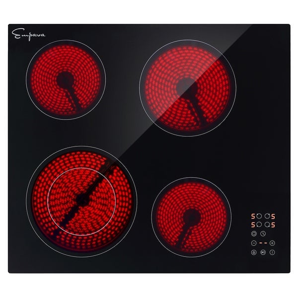 24-in 4 Elements Radiant Electric Cooktop Including Dual Zone Element - 24