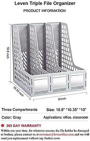 Vertical Desk Organizer， Magazine File Holder With 3 Large Compartments， Desktop Accessories For Home And Office Storage