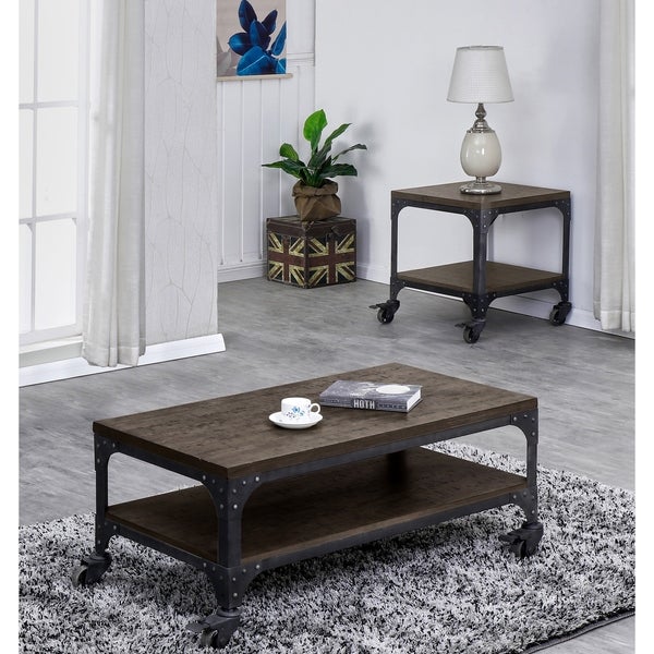 Best Quality Furniture Industrial 2-piece Coffee and End Table Set