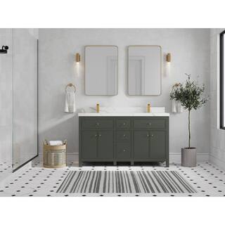 Willow Collections Sonoma 60 in. W x 22 in. D x 36 in. H Double Sink Bath Vanity in Pewter Green with 2 in. Calacatta Qt. Top SON_PGN_CA_LZ_60D