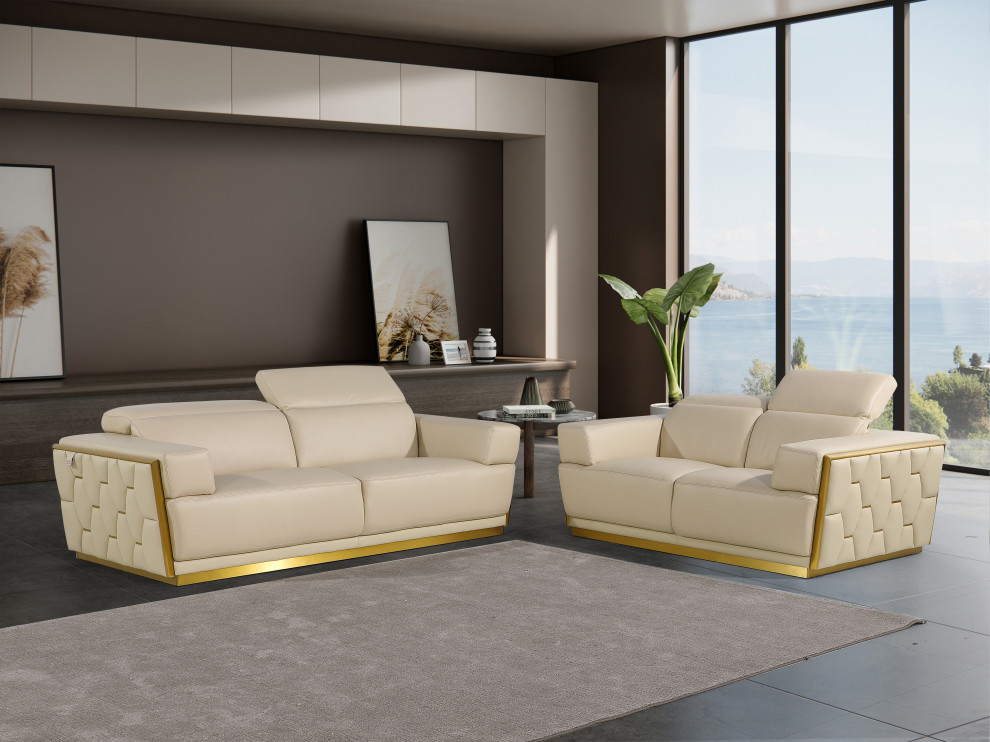 Enzo Top Grain Italian Leather 2 Piece Set   Modern   Sofas And Sectionals   by Luxuriant Furniture  Houzz