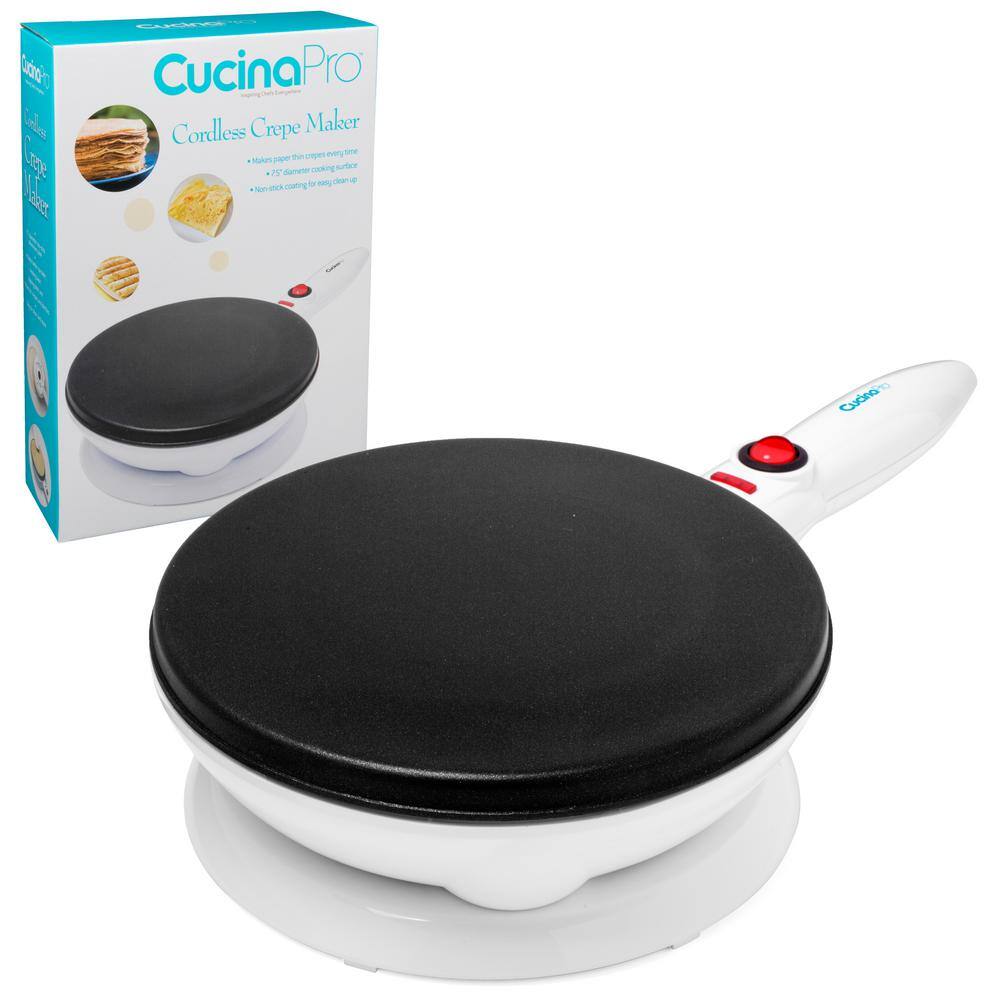 CucinaPro Single Waffle White Crepe Maker with Recipe Booklet 1447