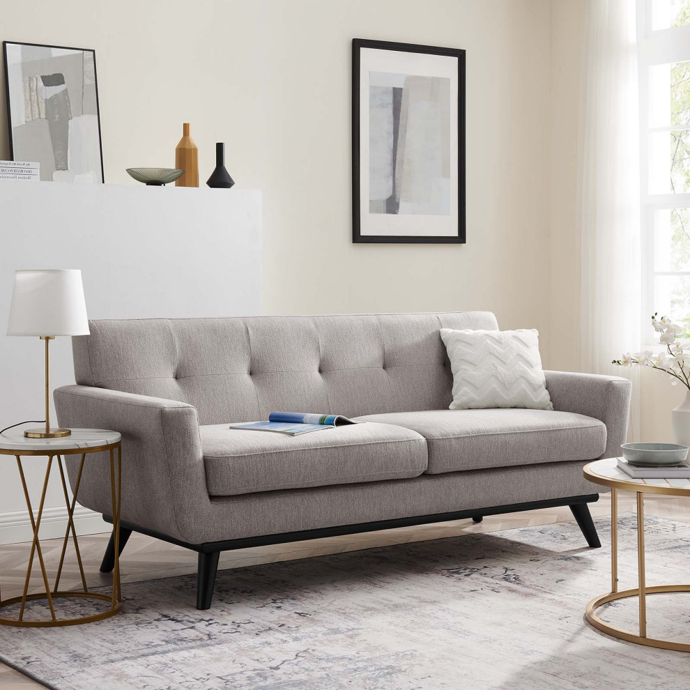 Loveseat Sofa  Beige  Fabric  Modern  Mid Century Hotel Lounge Cafe Lobby   Modern   Loveseats   by House Bound  Houzz