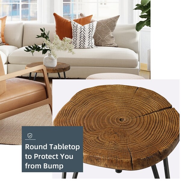 VENTOPYR MGO Faux Wood Outdoor Round Side Coffee Table