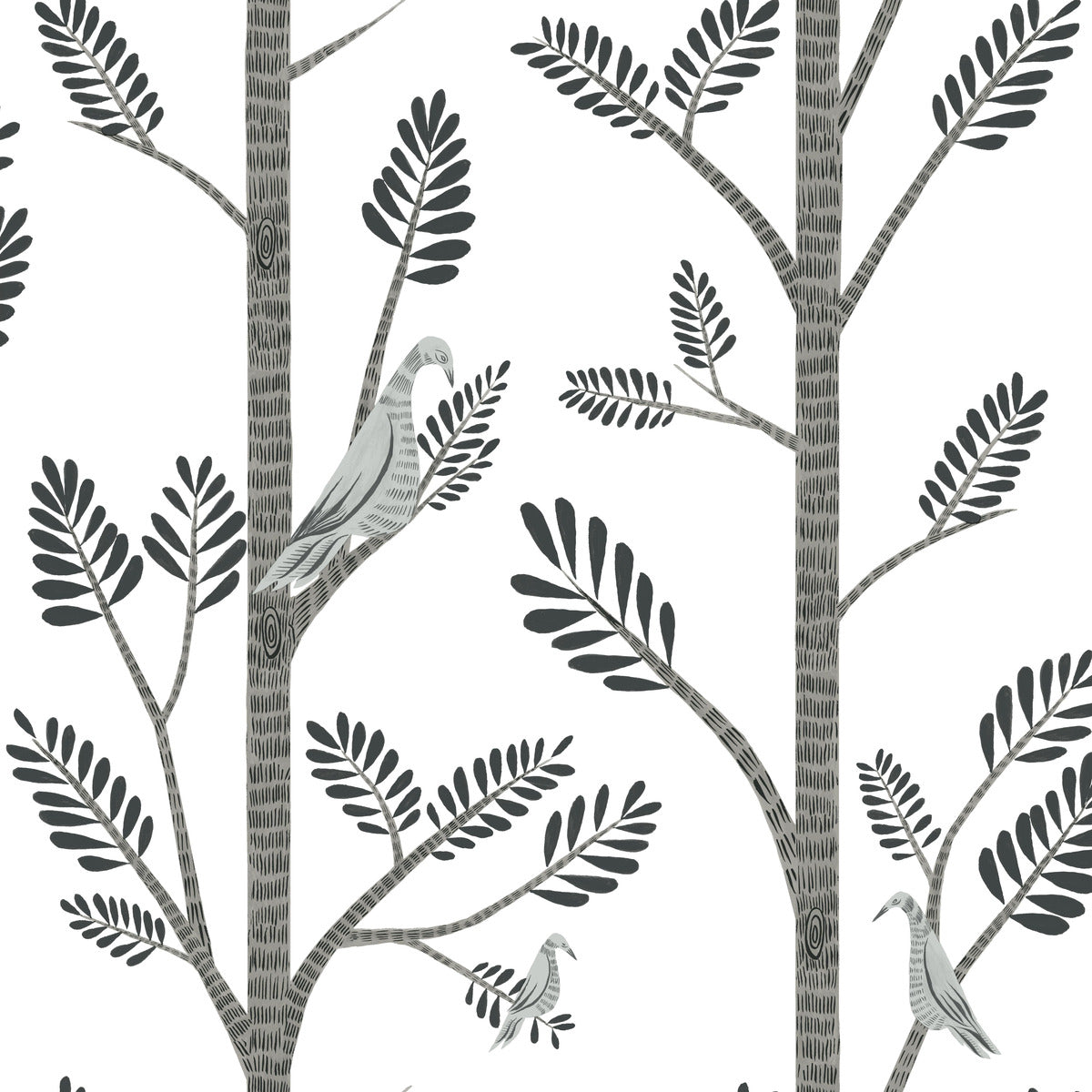 Sample Aviary Branch Peel & Stick Wallpaper in Grey from the Risky Business III Collection