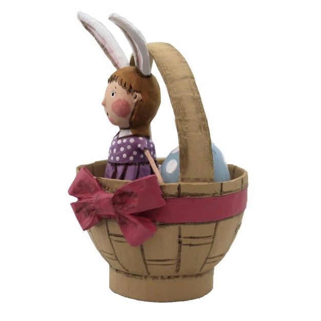 Lori Mitchell Easter Greetings One Figurine 6 5 Inches Bunny Ears Basket Egg 13312 Polyresin Multicolored