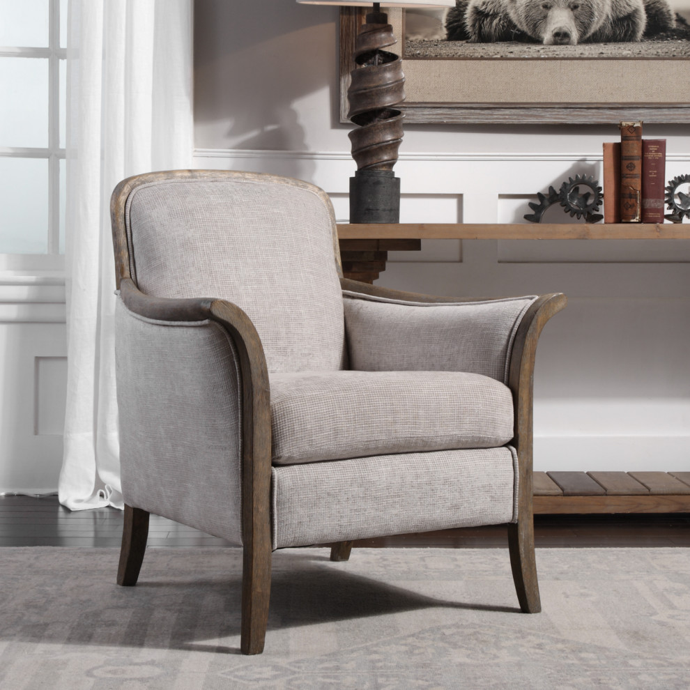 Uttermost Brittoney Taupe Armchair   Transitional   Armchairs And Accent Chairs   by HedgeApple  Houzz