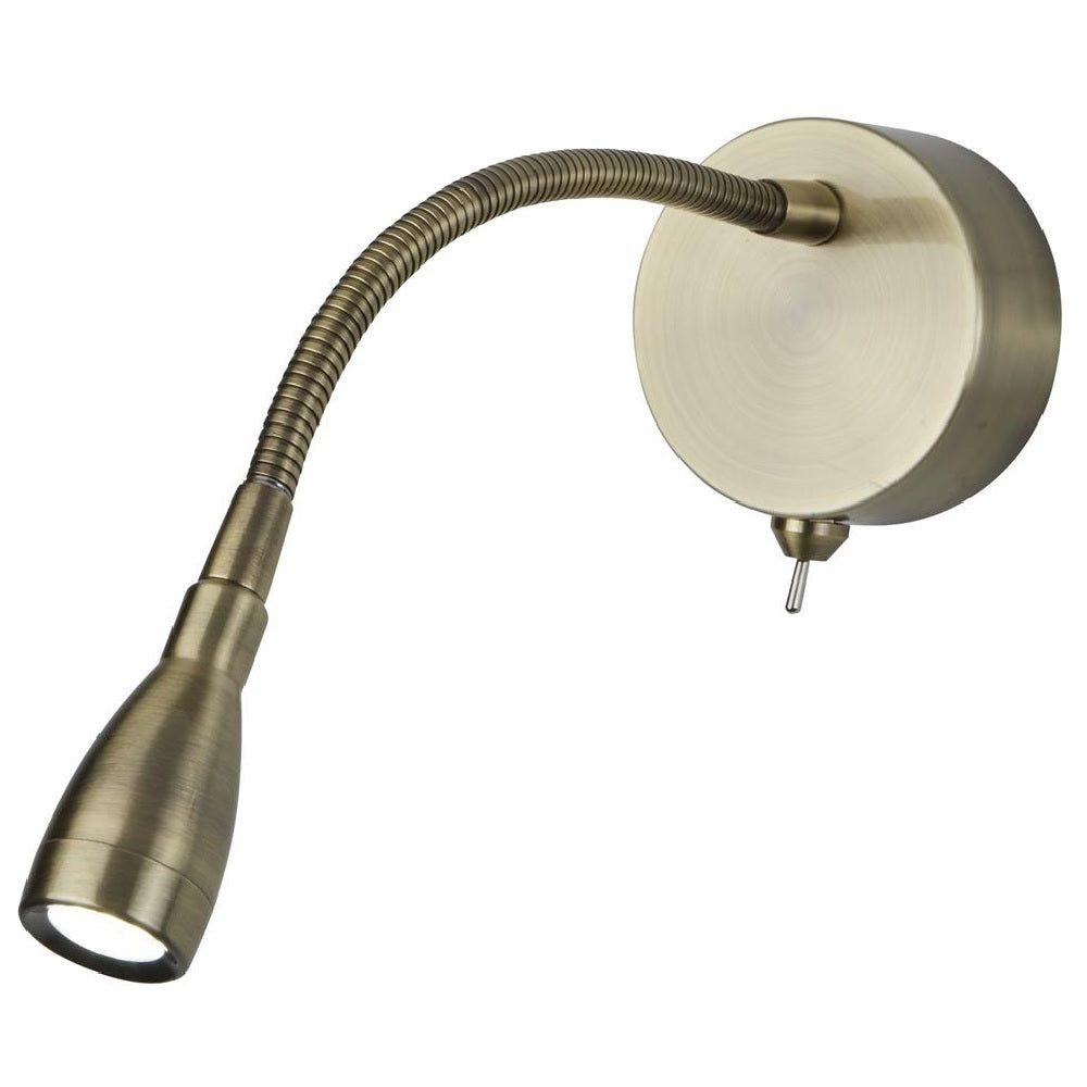 Britalia BR9917AB LED Antique Brass Modern Flexible Switched Reading Wall Light