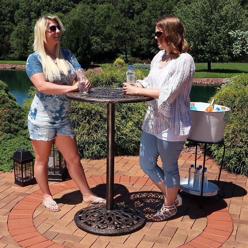 Sunnydaze 26 in Cast Iron Round Patio Bar-Height Table - Bronze