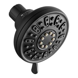 Glacier Bay 4-Spray Patterns with 1.8 GPM 3.5 in. Tub Wall Mount Single Fixed Shower Head in Matte Black HD51783-X010H